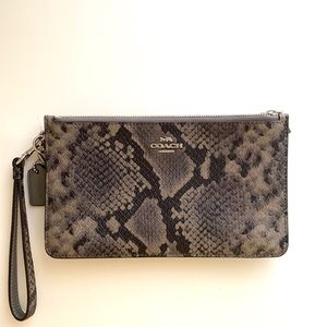 Python print Coach clutch, Grey color
